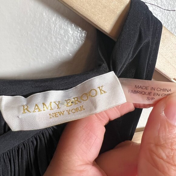 Ramy Brook Audrey Smocked Midi Dress Size Small Black Halter Neck Event - Picture 4 of 9